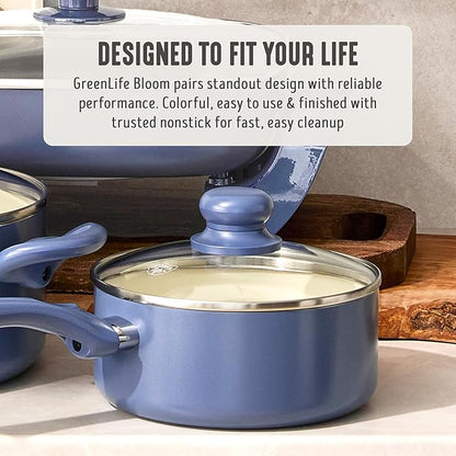 GreenLife 2 Quart Nonstick Saucepan with Lid, Non-Toxic Ceramic Pot, Dishwasher Safe, Stay-Cool Handle, Induction Ready, Fast Heating, PFAS/PFOA Free, Easy Clean, Slate Blue - Image 3