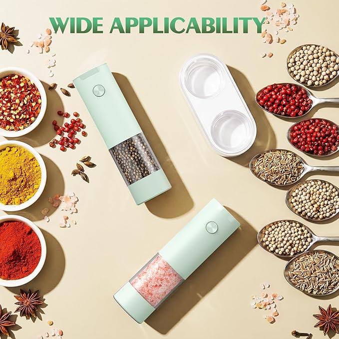 Electric Salt and Pepper Grinder Set Automatic Battery Pepper Mill Shakers Adjustable Coarseness Upgraded Larger Capacity with Led Home and Kitchen Appliances Birthday Gifts for Women Mom - Image 5