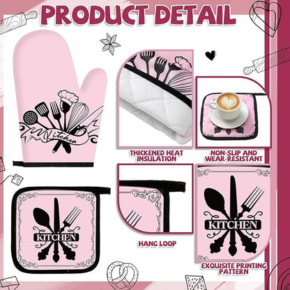 Leinuosen 8 Pcs Kitchen Towels and Oven Mitts Sets Pot Holders Dishcloths Set Kitchen Decorative Accessories Absorbent Potholders Heat Resistant for Chef Baking Cooking - Image 5