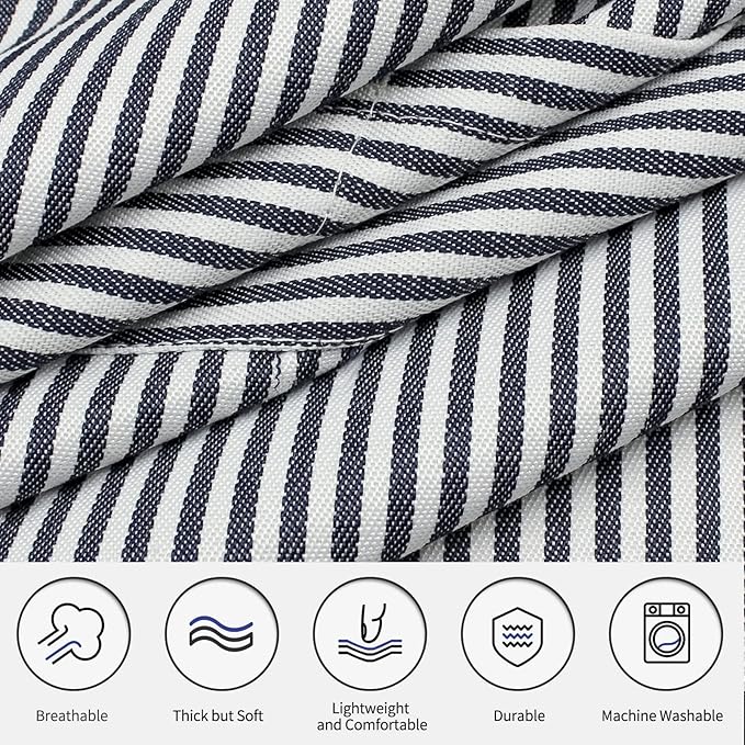 NLUS 2 Pack Cooking Aprons for Women with Pockets, Adjustable Kitchen Bib Aprons Chef Aprons for Women Men(Blue Pinstripes) - Image 3