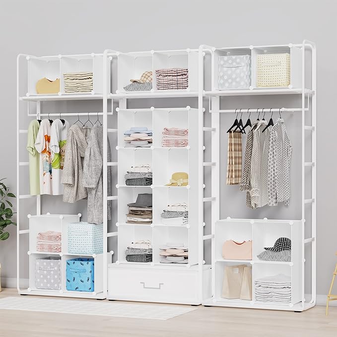HOMIDEC Closet Organizers and Storage, 16 Cube Storage Organizer, Closet Organizer Bookshelf Cubes Shelves for Clothes, Bedroom, Kids Room, Bathroom, Wardrobe, Garment Racks, White - Image 4