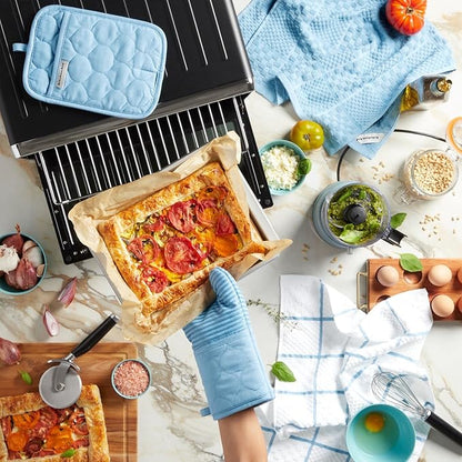 KitchenAid Quilted Cotton Terry Cloth Oven Mitt, Pot Holder, Kitchen Towel 4-Pack Set, Heat Resistant, Silicone Grip, Gift Set, Blue Velvet, 16"x26", 7"x13" & 7"x10" - Image 10