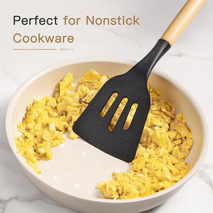 Astercook 39 PCS Kitchen Utensils Set, Silicone Cooking Utensil Sets with Wooden Handle, 446°F Heat Resistant Food Grade Spatula Set, BPA Free Kitchen Gadgets Tools Set for Mothers Day Gifts - Image 8