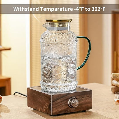 Buaic 2 PACK Glass Pitcher with Lid,68 oz/2 Liter Fish Scale Design Water Pitcher,Clear Borosilicate Glass Water Carafe for Cold Brew, Coffee, Lemonade, Iced Tea,Heat Resistant Water Glass Jug - Image 6