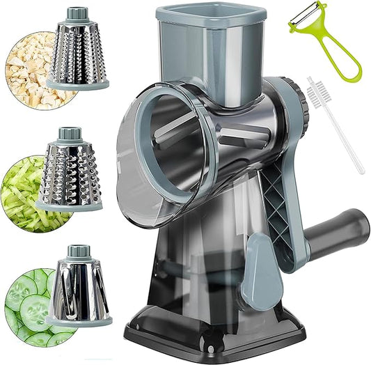 YOUCZON Rotary Cheese Grater Multi-Purpose Stainless Steel Cheese Shredder - Cheese Grater With Handle Effortless Grating of Carrots, Potatoes, Vegetables, and Fruits (blue) by YOUCZON