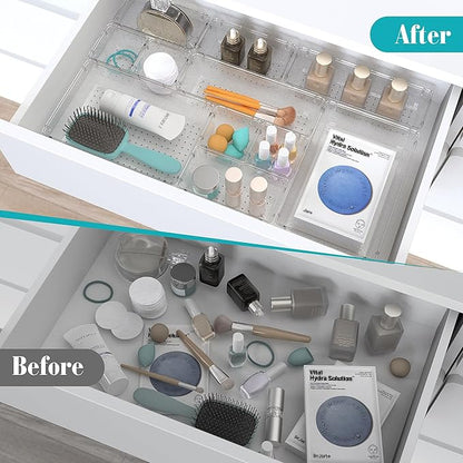 StorMiracle 33 PCS Clear Plastic Drawer Organizers Set, 4 Size Desk Drawer Organizer Trays for Makeup, Jewelry, Kitchen Utensils, Gadgets and Office Accessories - Image 4