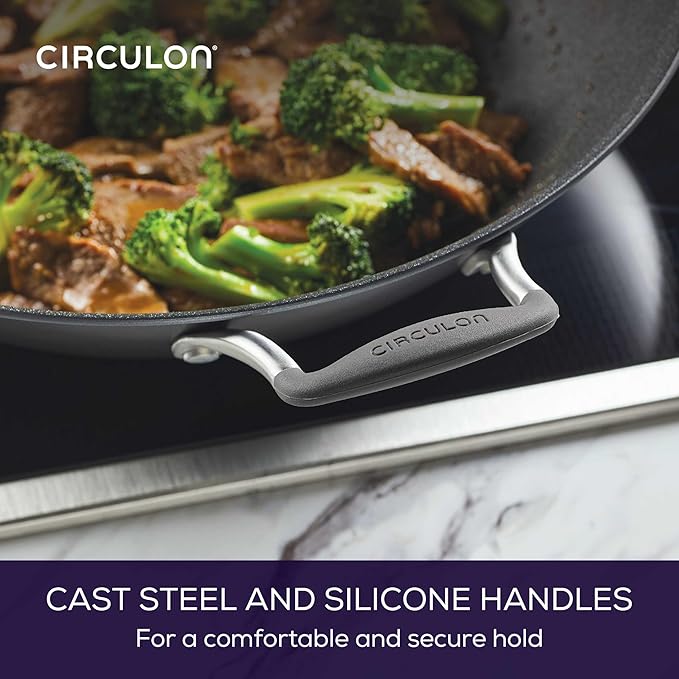 Circulon A1 Series w/ScratchDefense Nonstick Induction Wok with Lid, 14-Inch, Wok Pan with Lid, Graphite - Image 5