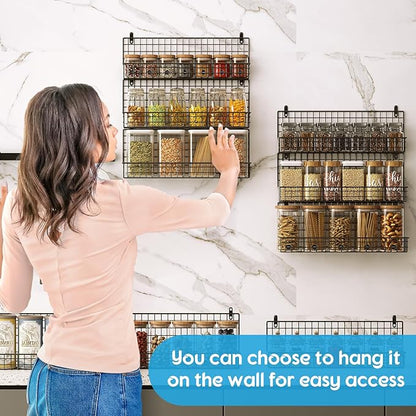 JKsmart 9-Tier Spice Rack Organizer with Door Hook, Wall Mount, and Extra Large Capacity for Pantry Door – Stylish Black Design for Effortless Organization, Ultimate Kitchen Storage Solution - Image 4