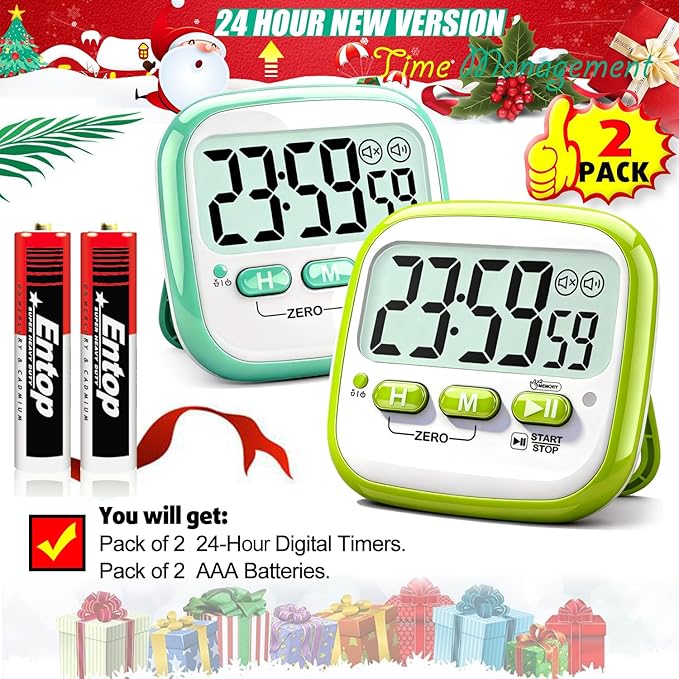 Antonki 2 Pack Classroom Timers for Kids Teachers, Magnetic Countdown Digital Kitchen Timer for Cooking, Study, Exercise, Games, Time Mangement - Loud/Silent Mode - Battery Included - Image 9