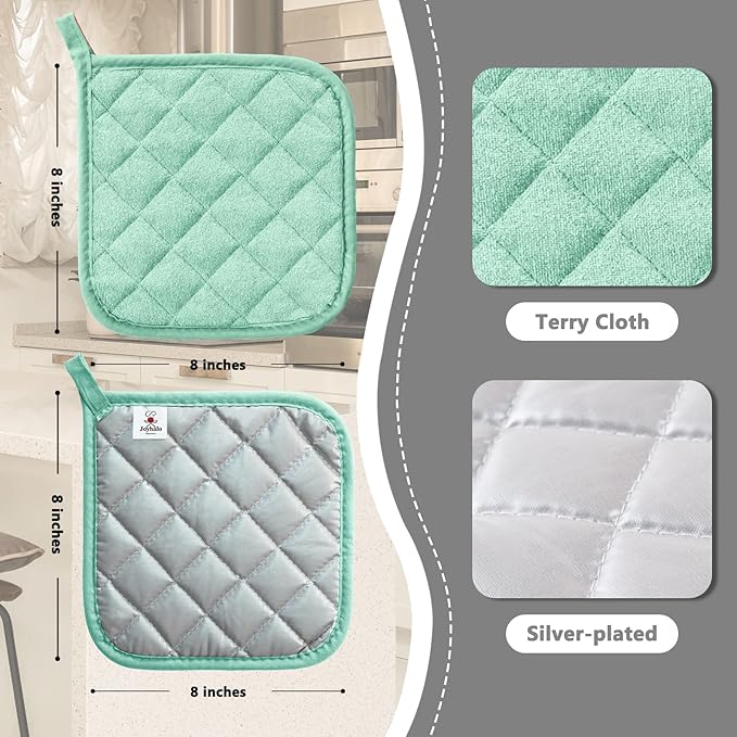 Joyhalo 5 Pack Heat Resistant Pot Holders - Terry Cloth Sets for Cooking & Baking - Image 3
