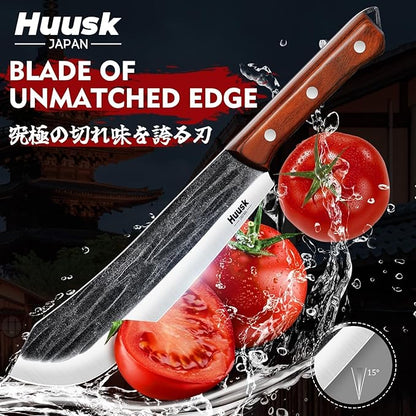 Huusk Butcher Knife Set for Meat Cutting, 3PCS Carving BBQ Brisket Knives, Hand-forged Kitchen Knive Set with Ergonomic Handle, Christmas Gifts for Men Women - Image 3