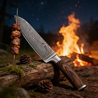 Wakoli EDIB 4-Piece Damascus Knife Set – Professional Kitchen Knife Set, 67-Layer Genuine Damascus Steel, High Carbon Stainless Steel Core (VG10), Ergonomic Pakkawood Handles, In Elegant Gift Box