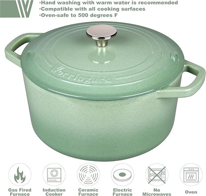 VORRINGARD Enameled Cast Iron Dutch Oven Pot with Lid, for Bread Baking, Round Bread Oven- include Sourdough Bread Baking Supplies set, 4.5QT, Sage Green - Image 3
