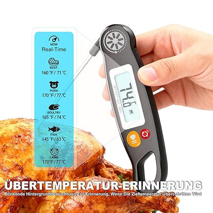 Antonki Meat Thermometer Digital - Instant Read Food Thermometer with Backlight for Cooking Grilling Baking Kitchen Candy BBQ Oil Liquid, Backlit Display, Battery Included - Image 3