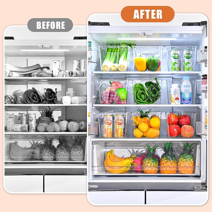 Freebat 12 Pack Large Clear Plastic Storage Bins,Plastic Containers with Handle for Pantry Organizer and Storage,Perfect for Kitchen,Fridge,Cabinet, Closet,Bathroom Under Sink Storage - Image 5