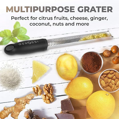 Stainless Steel Cheese Grater & Lemon Zester w/Extra Sharp Blade - Perfect for Lemon, Parmesan, Garlic, Chocolate - Spice Up any Dish in Seconds w/Your Premium Citrus Hand Grater with Handle - Black - Image 5