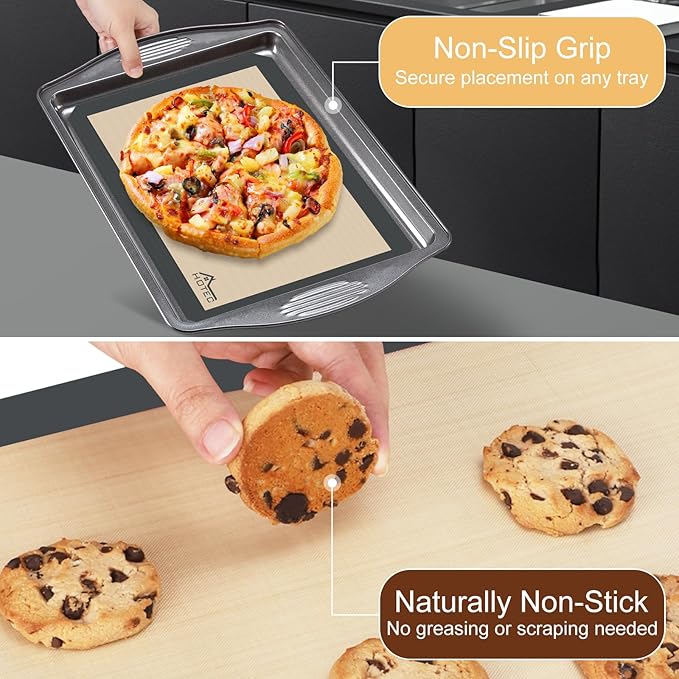 HOTEC Silicone Baking Mats 3 Pack – Non-Stick Reusable Silicone Baking Sheets for Oven – Cookie & Macaron Mats – 2 Half Sheet + 1 Quarter Sheet – BPA-Free, Dishwasher Safe - Image 4