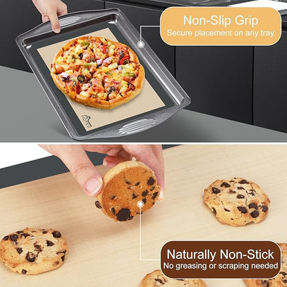 HOTEC Silicone Baking Mats 3 Pack – Non-Stick Reusable Silicone Baking Sheets for Oven – Cookie & Macaron Mats – 2 Half Sheet + 1 Quarter Sheet – BPA-Free, Dishwasher Safe - Image 4