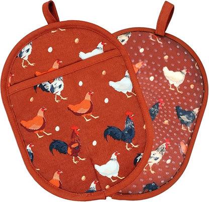 Pot Holders Set of 2 with Transparent Clear Silicone Shell and Nice Dog Flower Cotton Lining, Heat Resistant to 500 F Kitchen Oven Gloves Pot Holder for Cooking (Rooster, Potholders) - Image 8