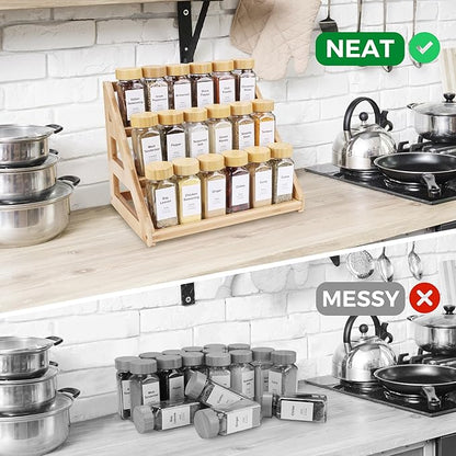 Spice Rack, Spice Organizer -3 Tier Bamboo Spice Racks, Solution for Spice Storage in Kitchens, Countertops，Storage Rooms and Other Places - Image 4