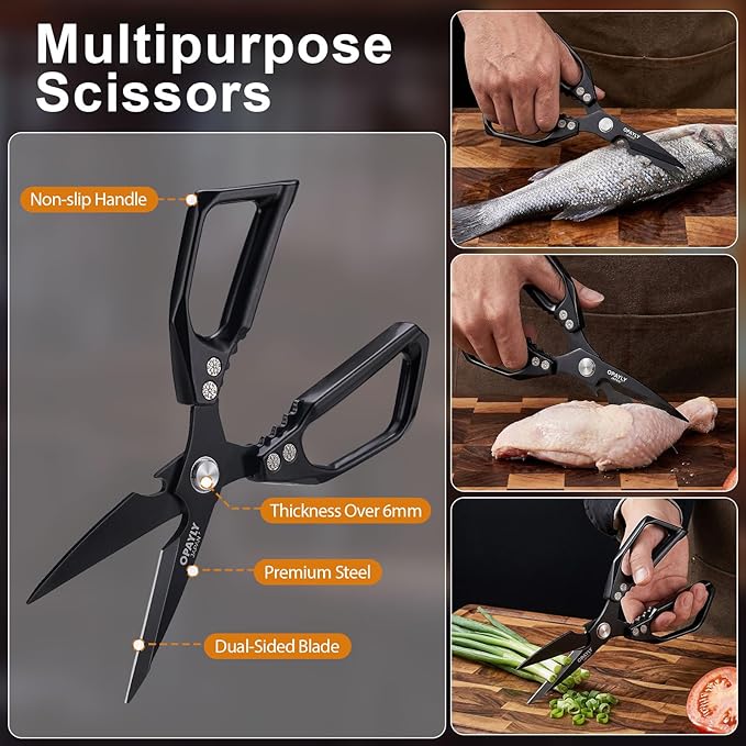 Kitchen Shears 2-Pack Heavy Duty All Purpose Stainless Steel Kitchen Shear Meat Scissors Japanese Cooking Scissor for Food, Sharp Dishwasher Safe Christmas for Men Women With Gifts Box - Image 6