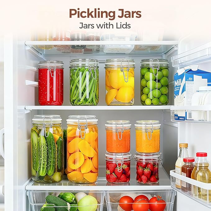 ComSaf 6-Pack 25oz Straight Sided Glass Jars with Lids, Meal Prep & Canning Containers for Overnight Oats, Salads, Fermenting & Pickling, Easy-to-Clean Cylinder Canisters for Pantry - Image 6