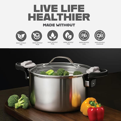 GOTHAM STEEL 5 Qt Stainless Steel Stock Pot Multipurpose Pasta Pot with Strainer Lid & Twist and Lock Handles, for Soup, Spaghetti, Rice, Induction Ready, Dishwasher Safe - Image 4
