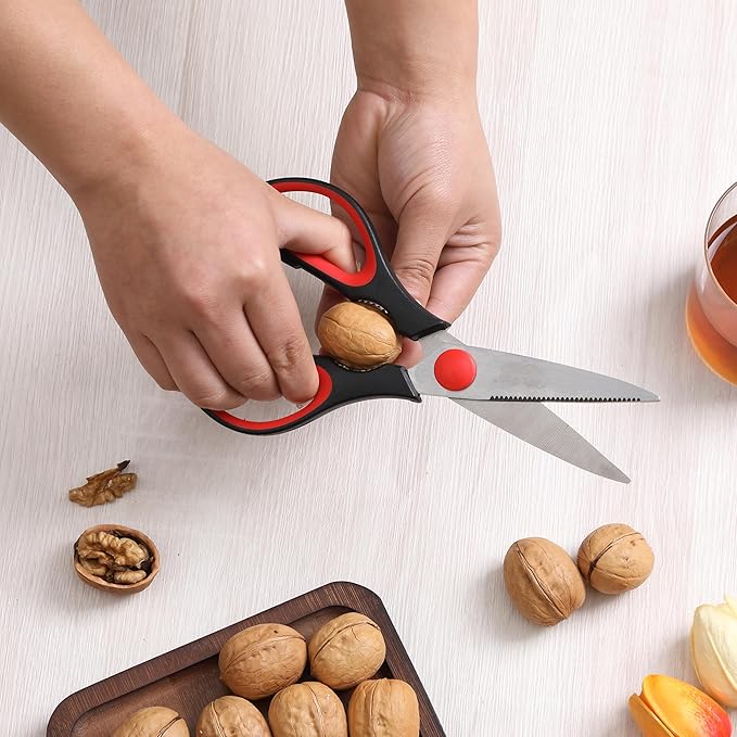 Mr. Pen- All Purpose Kitchen Shears with Protective Sheath, 8 Inch, Dishwasher Safe, Stainless Steel Food Scissors with Micro-Serrated Blades, Durable Utility Kitchen Shears, Black & Red - Image 5