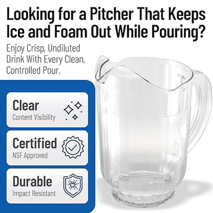 Carlisle FoodService Products Versapour Clear Pitcher Tall Pitcher for Restaurants, Catering, Kitchens, Plastic, 60 Ounces, Clear - Image 3