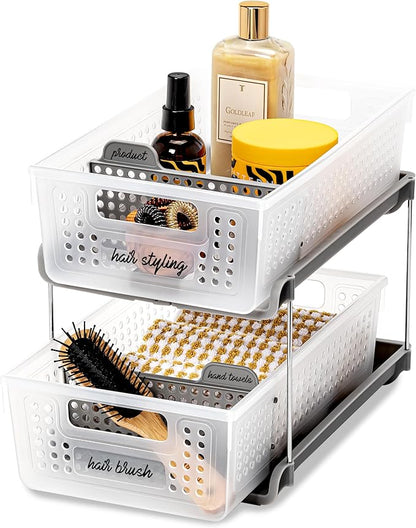 madesmart Antimicrobial 2 Tier Organizer, Pack of 2, Frost