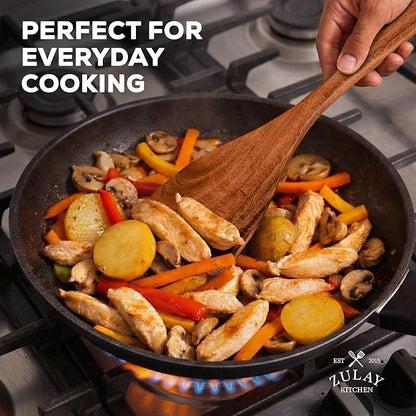 Zulay Kitchen 10-Piece Wooden Spoons for Cooking - Smooth Finish Teak Wooden Utensils for Cooking - Soft Comfort-Grip Wood Spoons for Cooking - Non-Stick Wooden Cooking Utensils - Wooden Spoon Sets - Image 6