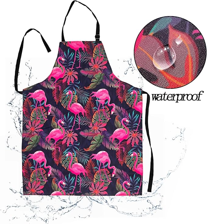 Adjustable Waterproof Apron Bib Apron with 2 Pockets Cooking Kitchen Aprons for Women Men Chef