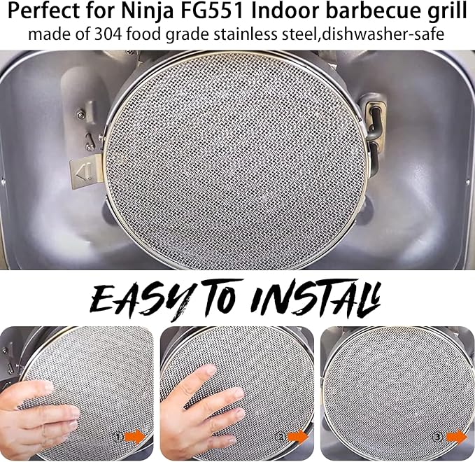 2PCS Stainless Steel Splatter Shield for Ninja Foodi FG551 Air Fryer, Splatter Screen Replacement Parts Compatible with Smart XL 6-in-1 Indoor Grill, FG550/BG500A/DG551 Accessories