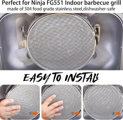 2PCS Stainless Steel Splatter Shield for Ninja Foodi FG551 Air Fryer, Splatter Screen Replacement Parts Compatible with Smart XL 6-in-1 Indoor Grill, FG550/BG500A/DG551 Accessories