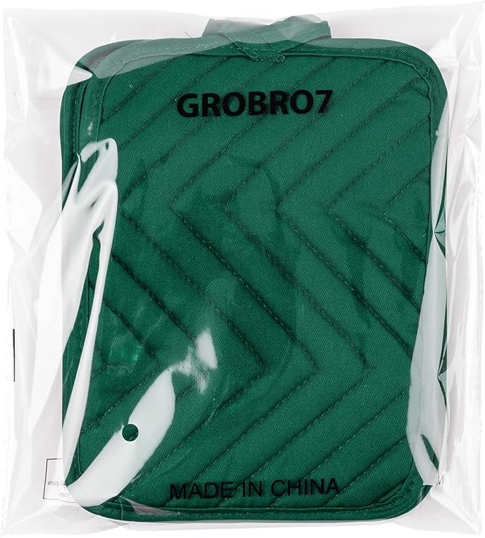 GROBRO7 5Pack Pocket Pot Holders Cotton Heat Resistant Potholder Multipurpose Hot Pads Machine Washable Oven Mitts Heat Pads for Daily Kitchen Baking and Cooking 8.9 x 6.9 in Dark Green - Image 7