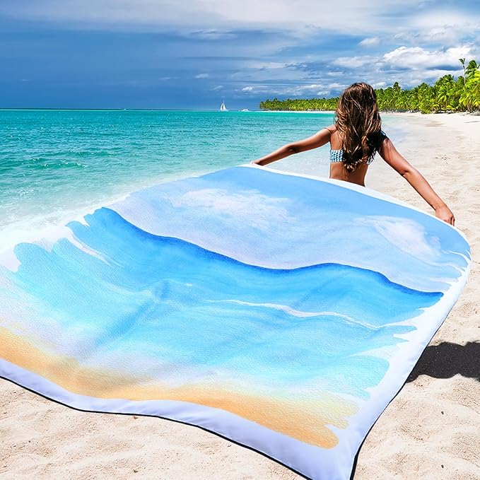 WIWIGO Beach Blanket Waterproof Sandproof Beach Mat 79" X 83"/10'x9'for 2-8 Adults Quick Drying Outdoor Picnic Mat Beach Accessories for Travel, Camping, Hiking - Image 5