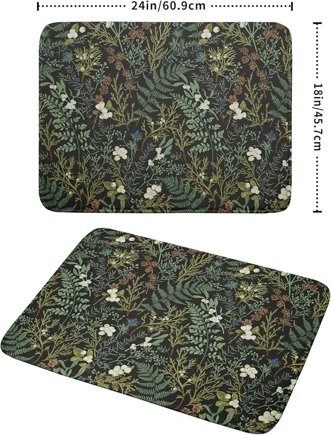 Green Plants Dish Drying Mat for Kitchen Counter Microfiber Absorbent Dish Draining Reusable Washable Foldable Extra Large 18"x24" - Image 2