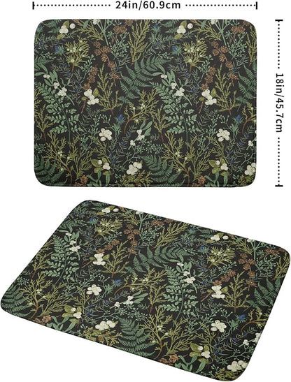 Green Plants Dish Drying Mat for Kitchen Counter Microfiber Absorbent Dish Draining Reusable Washable Foldable Extra Large 18"x24" - Image 2
