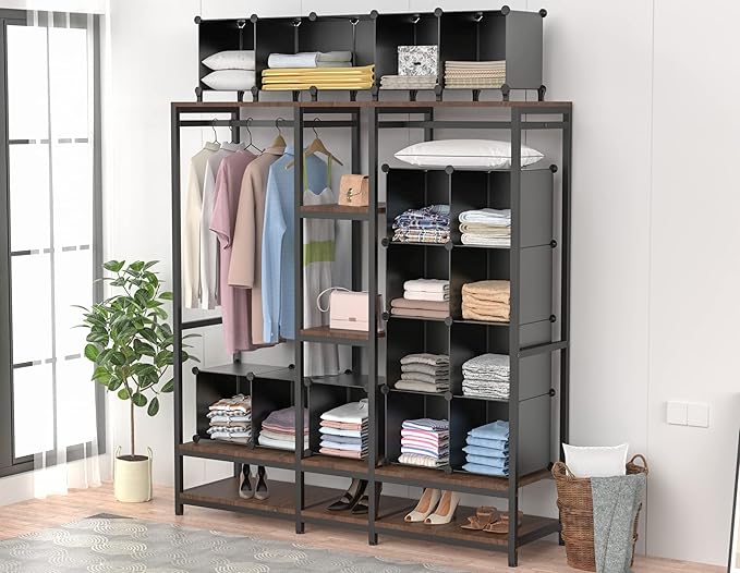 HOMIDEC Closet Organizers and Storage, 16 Cube Storage Organizer, Closet Organizer Bookshelf Cubes Shelves for Clothes, Bedroom, Kids Room, Bathroom, Wardrobe, Garment Racks, Black - Image 5