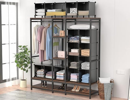 HOMIDEC Closet Organizers and Storage, 9 Cube Storage Organizer, Portable Closet Organizer Cubes Shelves for Clothes, Bedroom, Kids Room, Bathroom, Wardrobe, Garment Racks, Black - Image 6