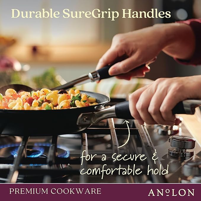 Anolon Advanced Home Hard-Anodized Nonstick Skillets (2 Piece Set- 10.25-Inch & 12.75-Inch, Onyx) - Image 6