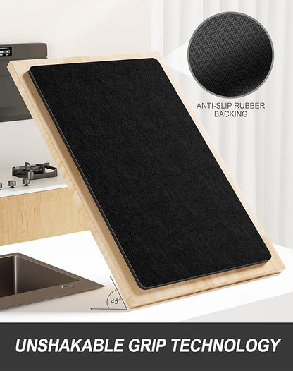 Rnivvi Dish Drying Mat for Kitchen Counter, 12 x 19" Super Absorbent Drainer Pad Easy Clean Dish Rack Pad, Non-Slip Heat Resistant Coffee Bar Mats for Coffee Machine Station Accessories Decor, Black - Image 5