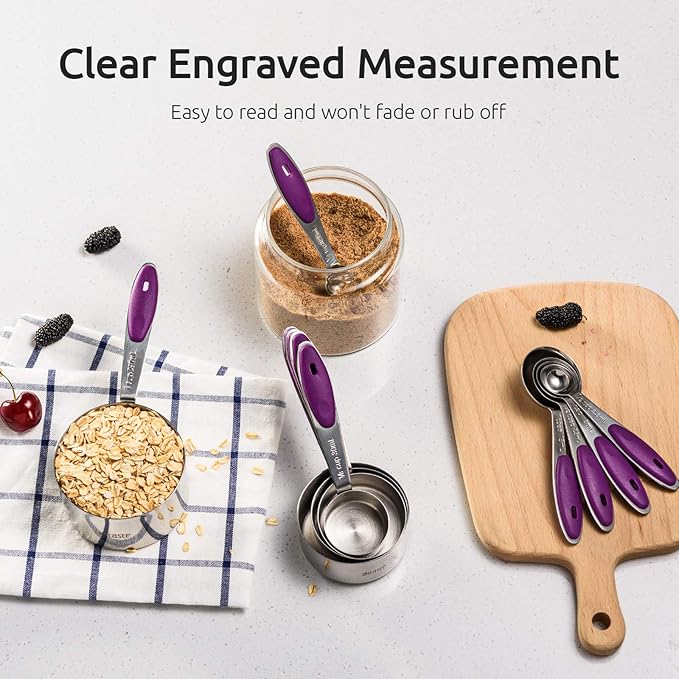 U-Taste 10 Piece Measuring Cups and Spoons Set in 18/8 Stainless Steel (Purple) - Image 4