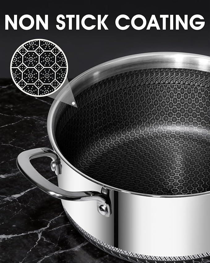 USELUCK Nonstick 5-QT Stock Pot with Glass Lid,Stay-Cool Handle,Oven-Safe,Dishwasher-safe,Compatible with All Cooktops. - Image 4