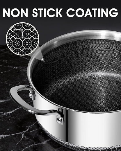 USELUCK Nonstick 5-QT Stock Pot with Glass Lid,Stay-Cool Handle,Oven-Safe,Dishwasher-safe,Compatible with All Cooktops. - Image 4