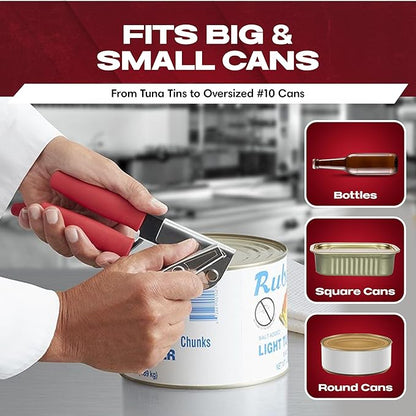 Chef-Master Commercial Can Opener, Multi-Purpose Can-Opener Manual, Easy Turn Anti-slip Grip Knobs, Sharp Cutting Discs, Manual Handheld With Soft Handle for Large Cans & Kitchen Use -90226 - Image 4