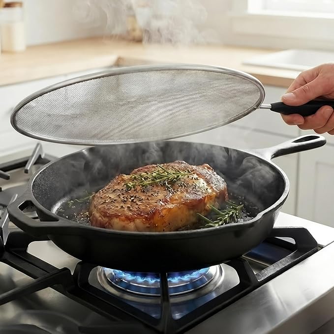 2-Pack Splatter Screen for Frying Pan - 8'' 10'' Stainless Steel Grease Splatter Guard - Cover Oil Splash when Sizzling Bacon - Fine Mesh Cover, Splatter Screen for Frying Pan, Cooking Pots - Image 3