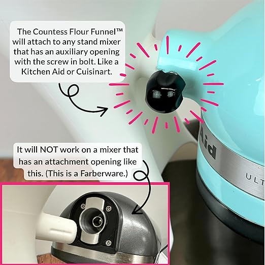Countess Flour Funnel™ - Stand Mixer Attachment by The Cookie Countess (White) - Image 8