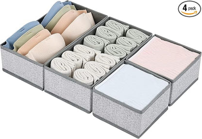 DIMJ Drawer Organizer Clothes, Dresser Organizer For Nursery, Bedroom, Closet, Baby Clothes Organizer and Storage, Foldable Fabric Drawer Dividers for Baby Socks, Belt, Tie (4 Pack, Blended) by DiMJ