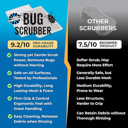 The Rag Company - Jersey Bug Scrubber Pads - Pearl Weave, Easily and Safely Trap Bug Splatter in Sponge, Safe on All Finishes, 4in x 6in, Ice Grey (5-Pack) - Image 2